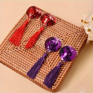 Cache-Tétons Pompons Rouge & Violet